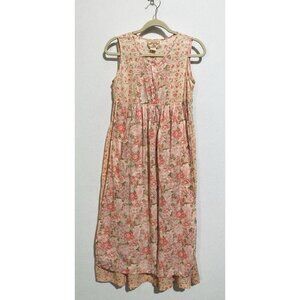 Pudding Shop Dress Womens 1 Pink Patchwork Floral Apron Sleeveless Maxi Prairie